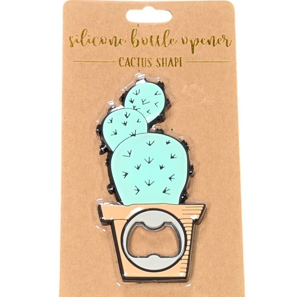 TMD Retail Cactus Silicone Bottle Opener Green Tan Cute Novelty Bar Tool NEW